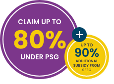 Claim up to 80% under Productivity Solutions Grant (PSG) and up to 90% additional subsidy from SkillsFuture Enterprise Credit (SFEC)