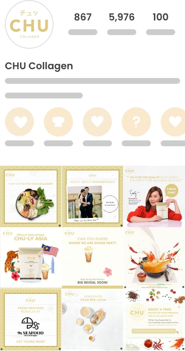 Social media marketing campaign example from CHU Collagen Singapore mobile screen