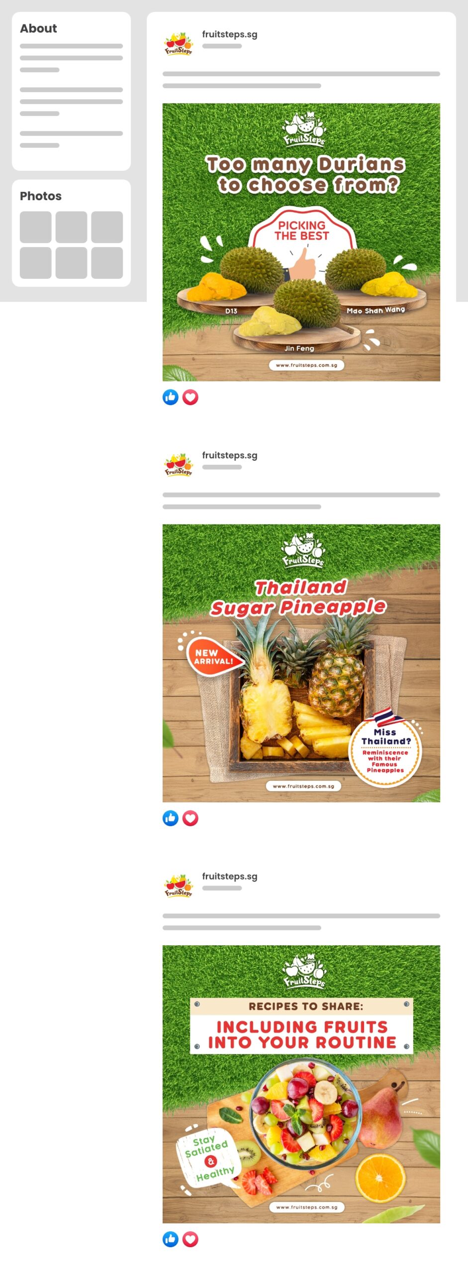 Social media marketing campaign example from Fruit Steps Singapore laptop screen
