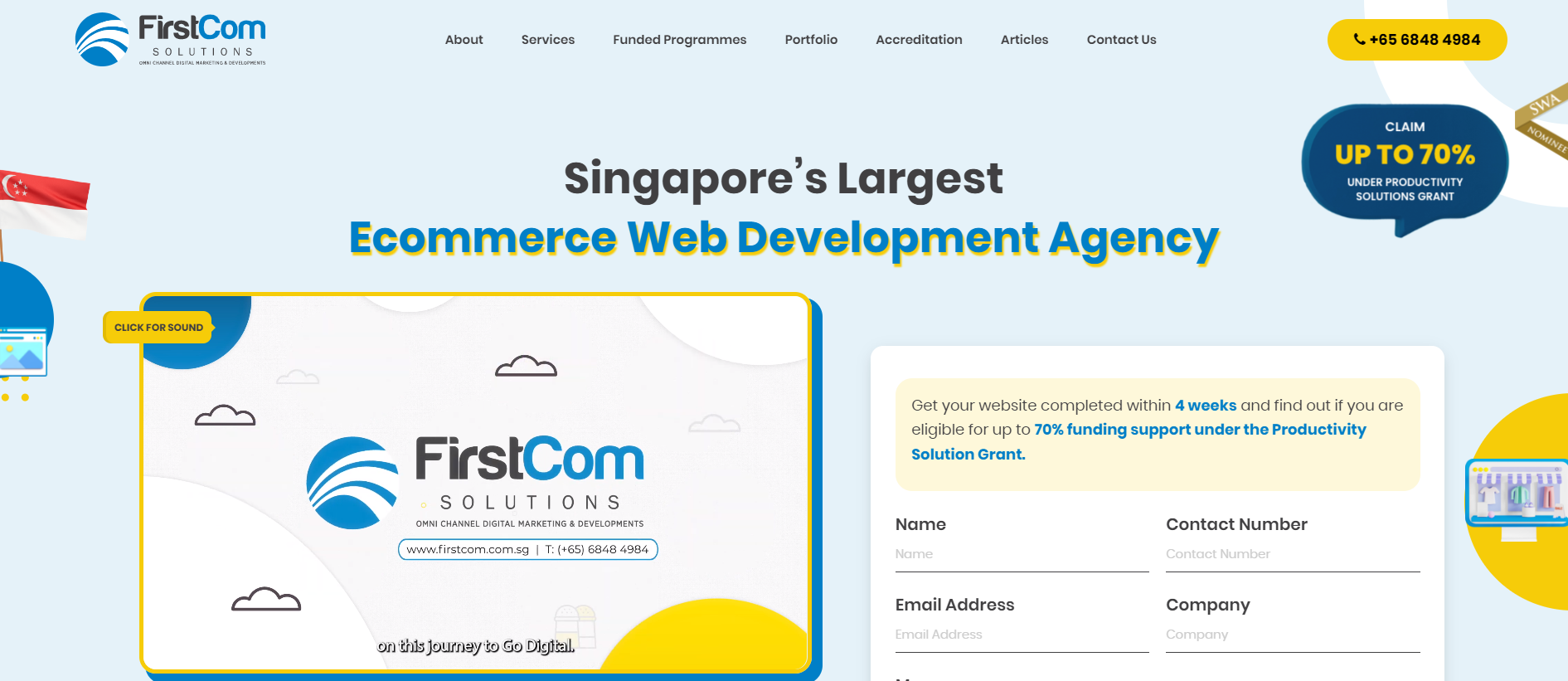 FirstCom Solutions Ecommerce Web Development Agency Landing Page